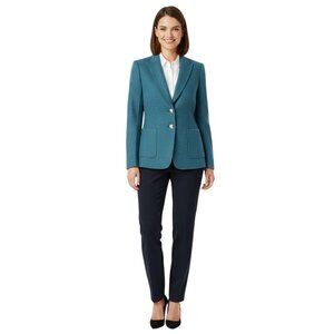 Talbots Shetland Blazer Herringbone Turquoise Wool Blend 2022 Size 8